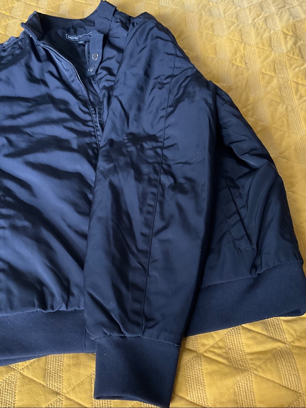 Members Only Black Bomber Jacket with Zip Front - Picture 2 of 8